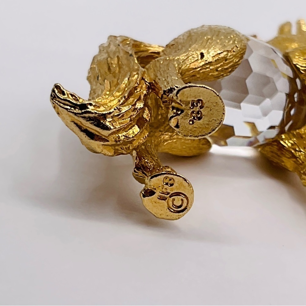 Vintage Unicorn Miniature Faceted Crystal Belly Gold Plated Metal 1983 IFS Figur - Picture 4 of 10
